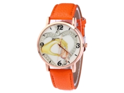 Reloj De Pulsera Analógico De Cuarzo Con Correa De Pu Para Mujer - Regalo Ideal (naranja)