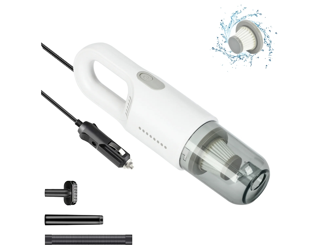 Aspiradora inalámbrica para coche, pequeña, de mano, gran succión, portátil, recargable, 11,1 V, Sfushos (blanca)
