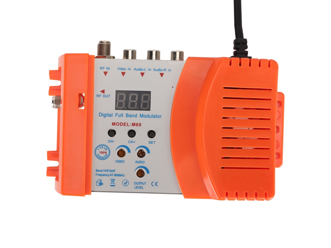 Modulador Av A Rf Con Pantalla Digital. Compatible Con Vhf, Uhf, Pal Y Ntsc. Convertidor De Señal De Tv. 90-240 V. Enchufe Estadounidense.