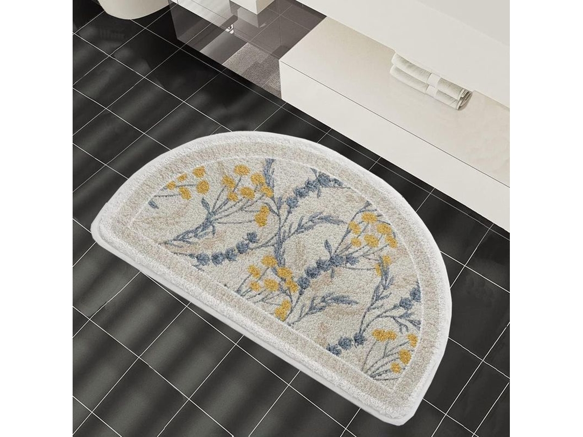 2026-tapete De Baño Redondo Medio Con Patrón Floral Anti-deslizante Absorbente De Agua Alfombra Suave Para Hogar