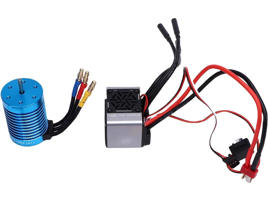 Kit Esc Sin Escobillas Para Coche Rc - Azul 4370kv + Adaptador De Metal Ti-color 60a /10