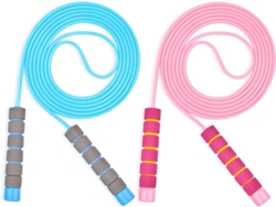 Cuerda De Saltar Para Niños, 2 Piezas Ajustables, Con Mango De Espuma, 2,6 M (azul Y Rosa)