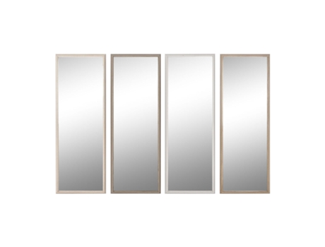 Espejo de pared HOME ESPRIT Blanco Marrón Beige Gris Cristal Poliestireno 33 x 3 x 95,5 cm (4 Unidades)