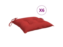 Conjunto 6 Cojín Para Silla VIDAXL Rojo Poliéster (40x40x7 cm)
