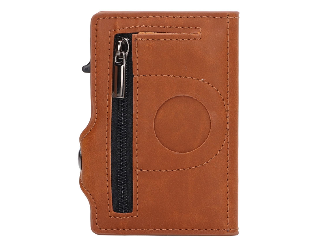Cartera Ultradelgada Antipérdida Fabricada En Aleación De Aluminio Y Poliuretano Para Tarjetas De Identificación Y Crédito - Albaricoque