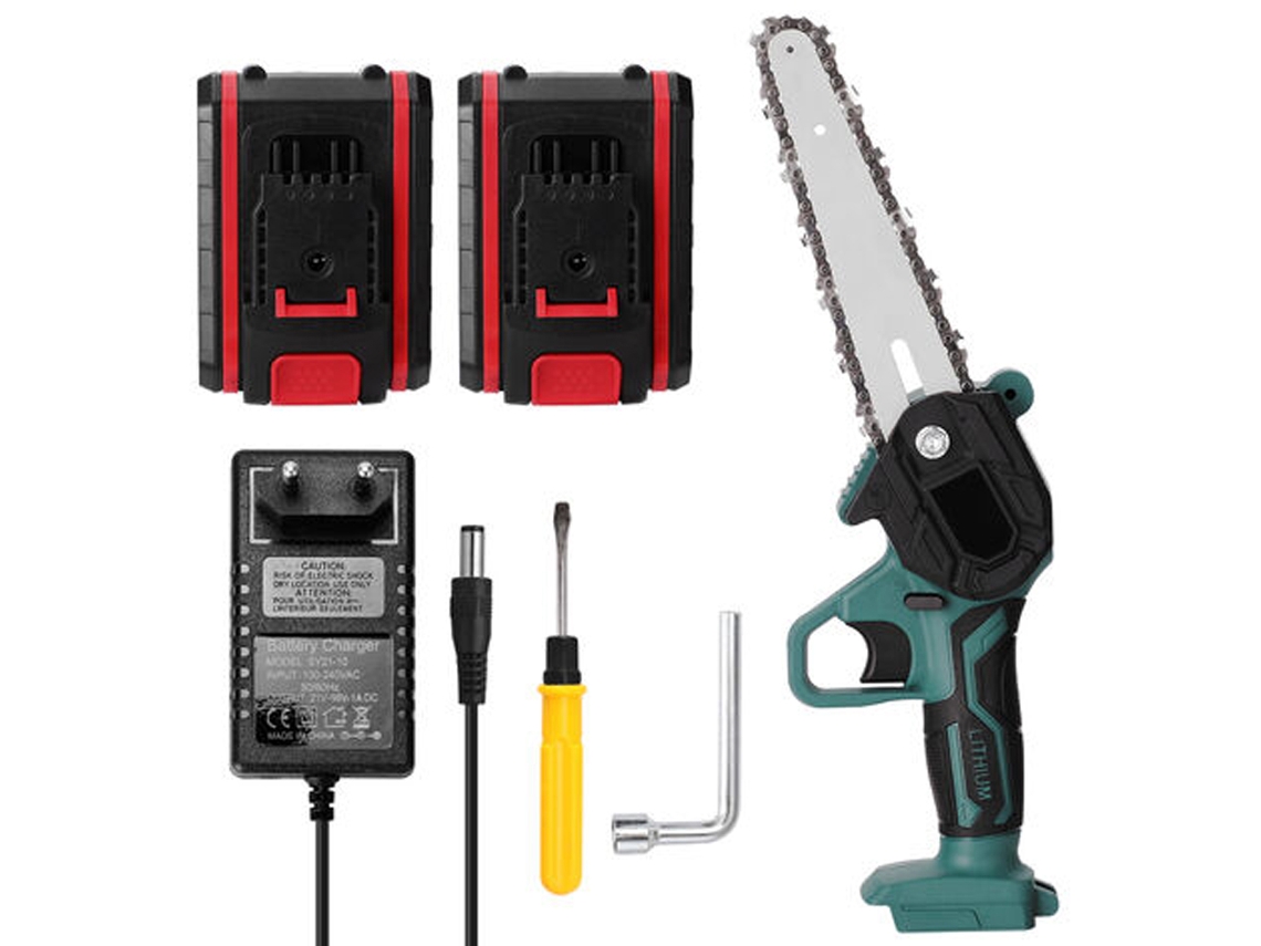 Mini motosierra eléctrica inalámbrica de 21 V y 6 pulgadas, batería de litio, sierra portátil para carpintería, poda, hogar y jardín.