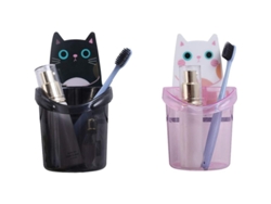 2026-portacepillos De Forma De Gato Cartoon Para Baño Estante De Almacenamiento 2 Piezas