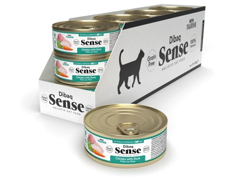 DIBAQ Sense Cat Grain Free Alimento Natural y Sin Cereales para Gato Pollo y Pato 70 gX 12 Uds