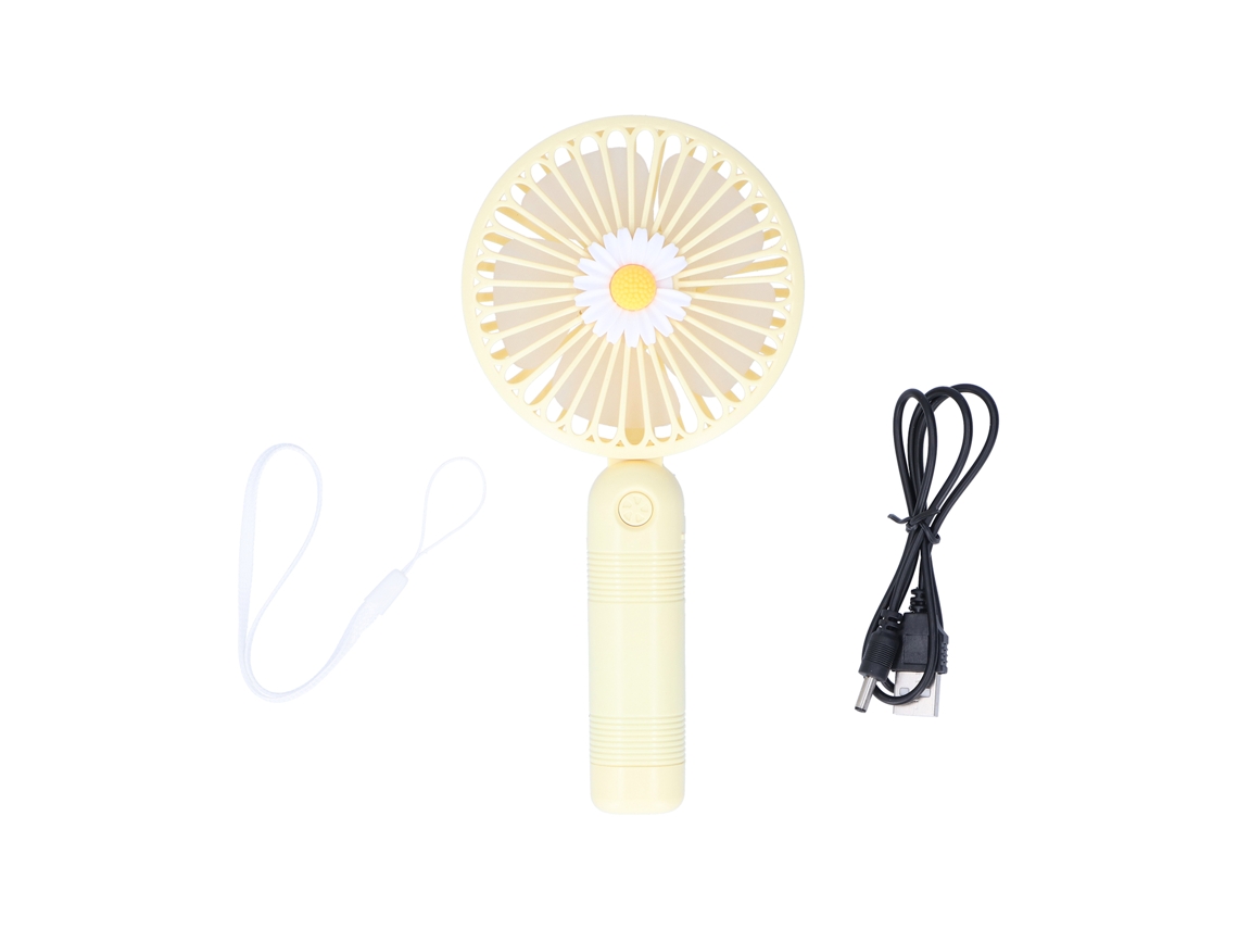 Ats-ventilador Portátil Mini Recargable Con Patrón De Flores Bonito Plegable Para Hogar Oficina Viajes Amarillo