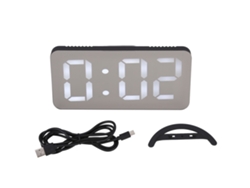 Reloj despertador digital LED multifuncional Baok con 2 puertos USB y ajuste automático de brillo para dormitorio y oficina (TS-8201-HW)