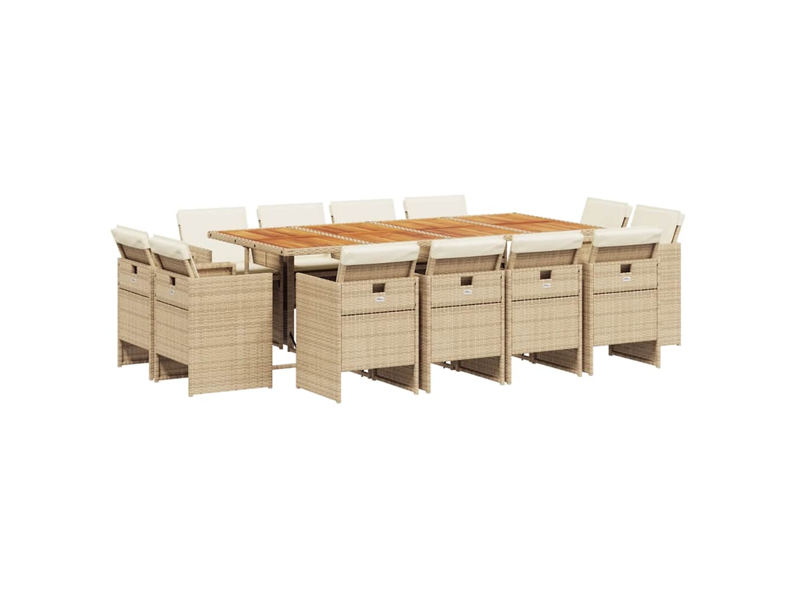 Maison Exclusive - Set Comedor De Jardín Con Cojines 13 Pzas Ratán Sintético Beige