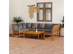Conjunto de jardín de 2 piezas con cojines en madera maciza de acacia, Dkd Home Decor