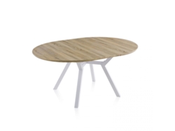 Mesa redonda extensible Aeris Roble - Blanco 160 x 75 x 120 cm