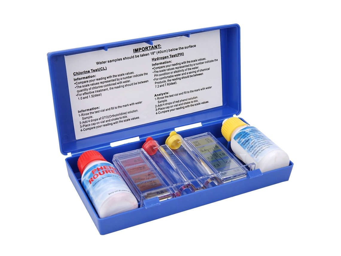 Kit De Análisis De Calidad Del Agua Para Piscinas: Ph Y Cloro - Caja De Prueba Portátil