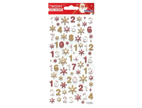 Pegatinas de espuma 3D - Números del calendario de Adviento con purpurina