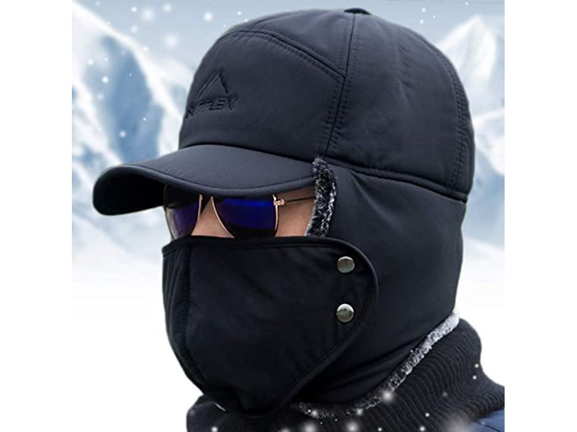 Gorra 3 En 1 Con Forro De Pelo Cálido, Orejeras Y Protección Facial Para Invierno, Resistente Al Viento Y Abrigadora