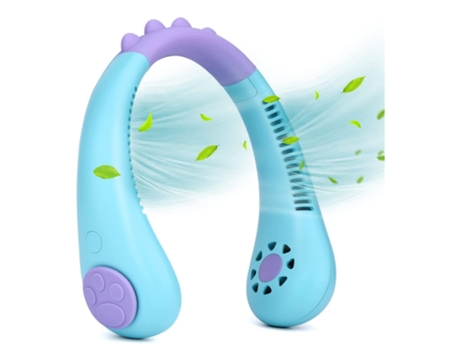 Ventilador de cuello portátil Ventilador personal recargable portátil para niños Mini ventilador de refrigeración sin aspas Azul BISBISOUS