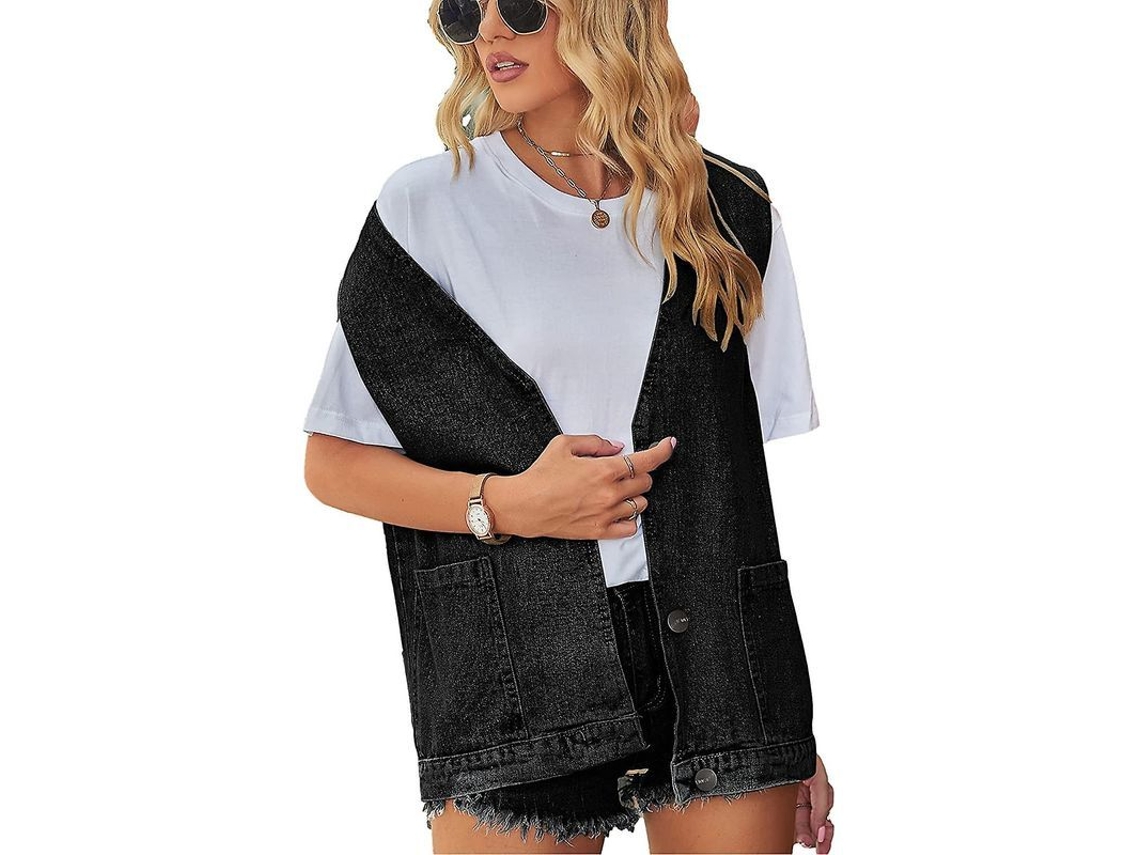 2026-chaleco Vaquero Oversize Para Mujer Washed Desgastado Botones Sin Mangas Camisa Casual Primavera Otoño