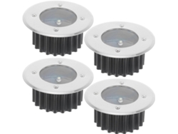 Juego De 4 Luces Solares Empotrables De Acero Inoxidable Resistente Al Agua Y Duradero Con Interruptor.