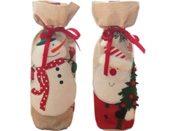 Bolsa Navideña Para Botellas De Vino De Yute Con Cordón, Funda Reutilizable Para Botellas De Vino, 2 Unidades.