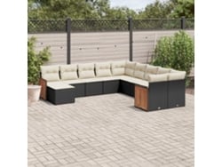Conjunto de sofás de jardín de 11 piezas DKD Home Decor con cojines de mimbre negros