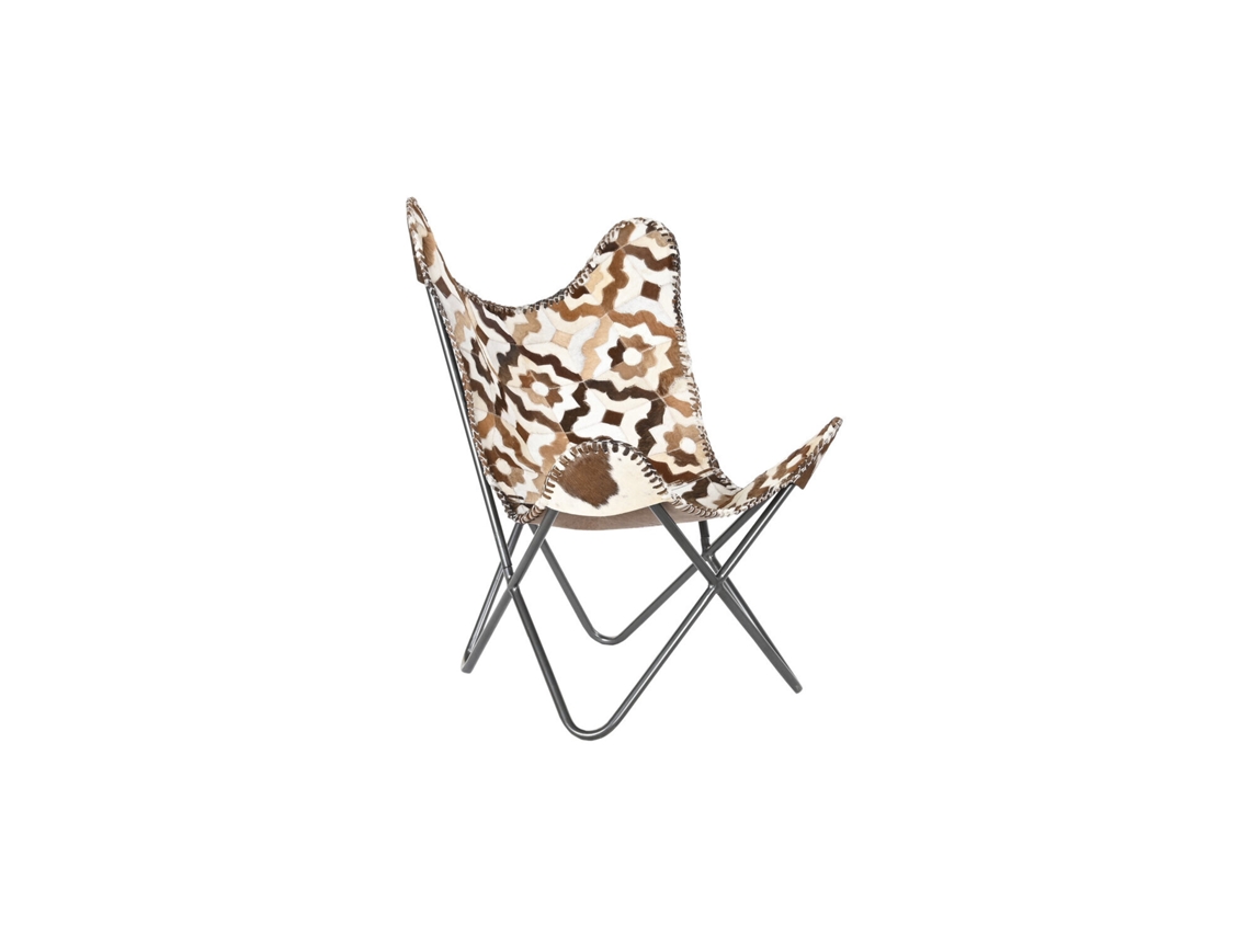 Sillon Piel Hierro Rombos Marron 70x70x90cm