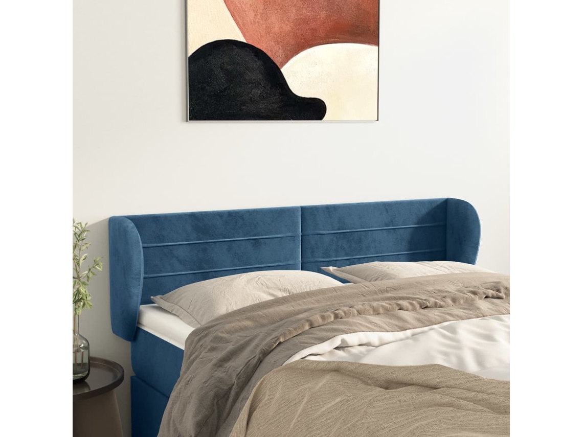 Cabecero De Terciopelo Azul Oscuro 147x23x78/88 Cm
