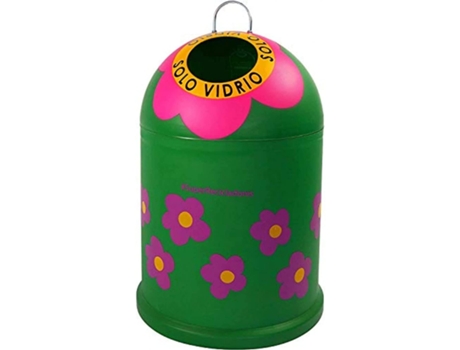 Cubo de Basura TIENDA EURASIA para Reciclaje de Vidrio, 29x29x4 5cm, FLORES