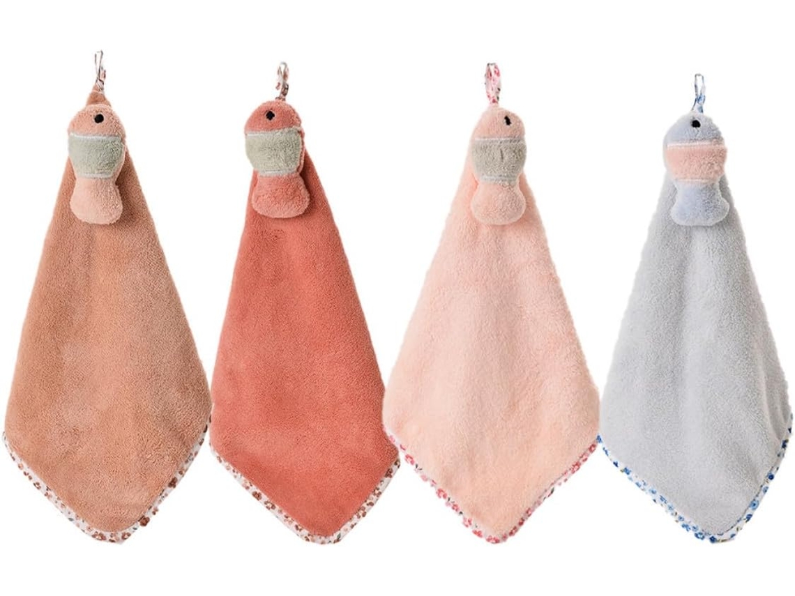 Toalhas De Mão Yarnow, Pacote Com 4 Unidades, Absorventes Em Fleece Coral, Estampa De Peixes, Toalhas Para Pendurar Em