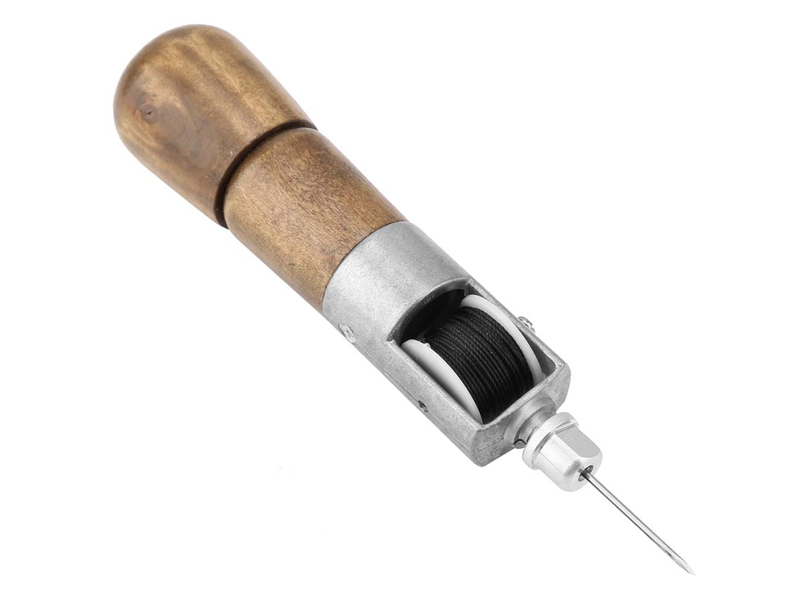 Juego De Herramientas De Costura Automáticas Awl Con 2 Agujas Para Trabajos En Cuero.