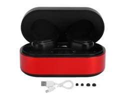 Fone De Ouvido Tws Bluetooth 5.0 Com Redução De Ruído Inteligente Led Mini Earbuds Para Música Preto Vermelho