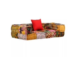 Pufs Modulares Con Cojines De Suelo Chaise Longue De Tela De 2 Plazas En Tejido Patchwork Dec021231