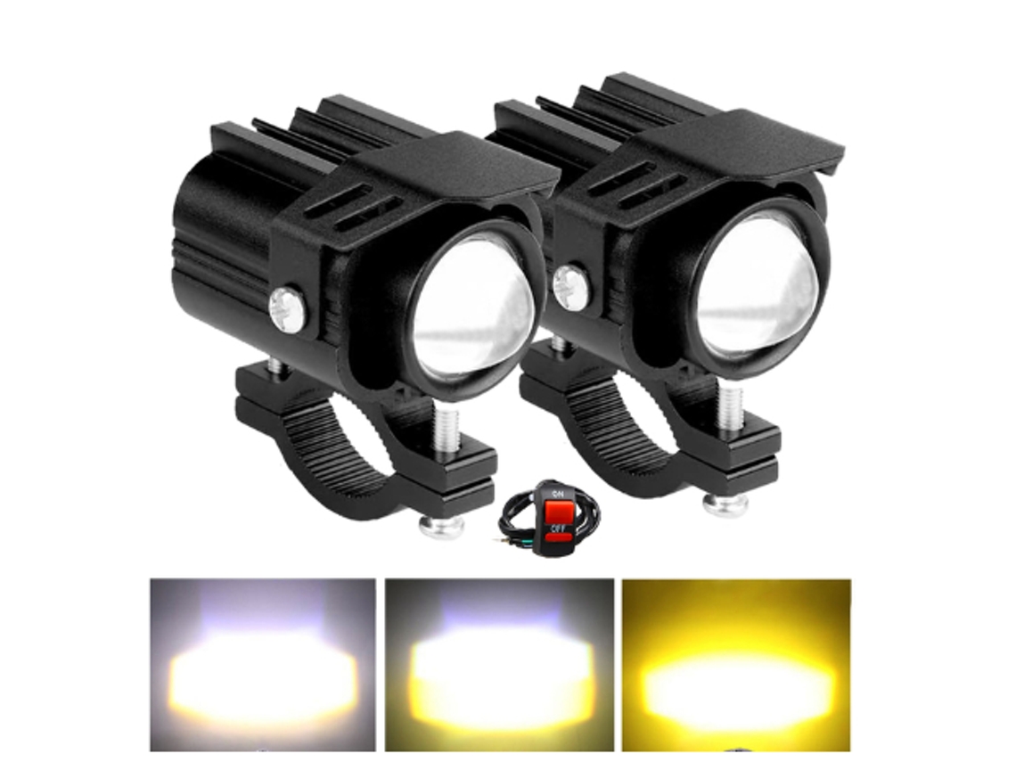 2 luces antiniebla de 9-32 V, luz LED amarilla y blanca para coche y motocicleta.