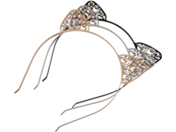 Conjunto De 3 Diademas Con Orejas De Gato Y Diamantes De Imitación Para Fiestas Y Carnavales: Ligeras Y Cómodas.