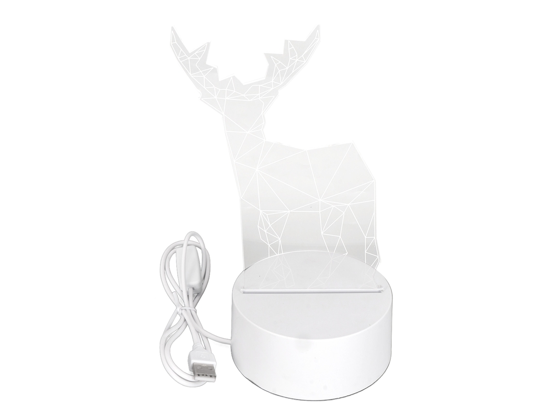 Lámpara de noche LED 3D con base USB, con forma de grandes astas de ciervo.