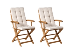 Conjunto De Assentos De Exterior Dobráveis Com Almofadas Beliani Maui Premium De Madeira De Acácia Castanho 46x48x92
