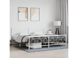 Estructura Cama Sin Colchón Con Estribo Metal Blanco 193x203 Cm