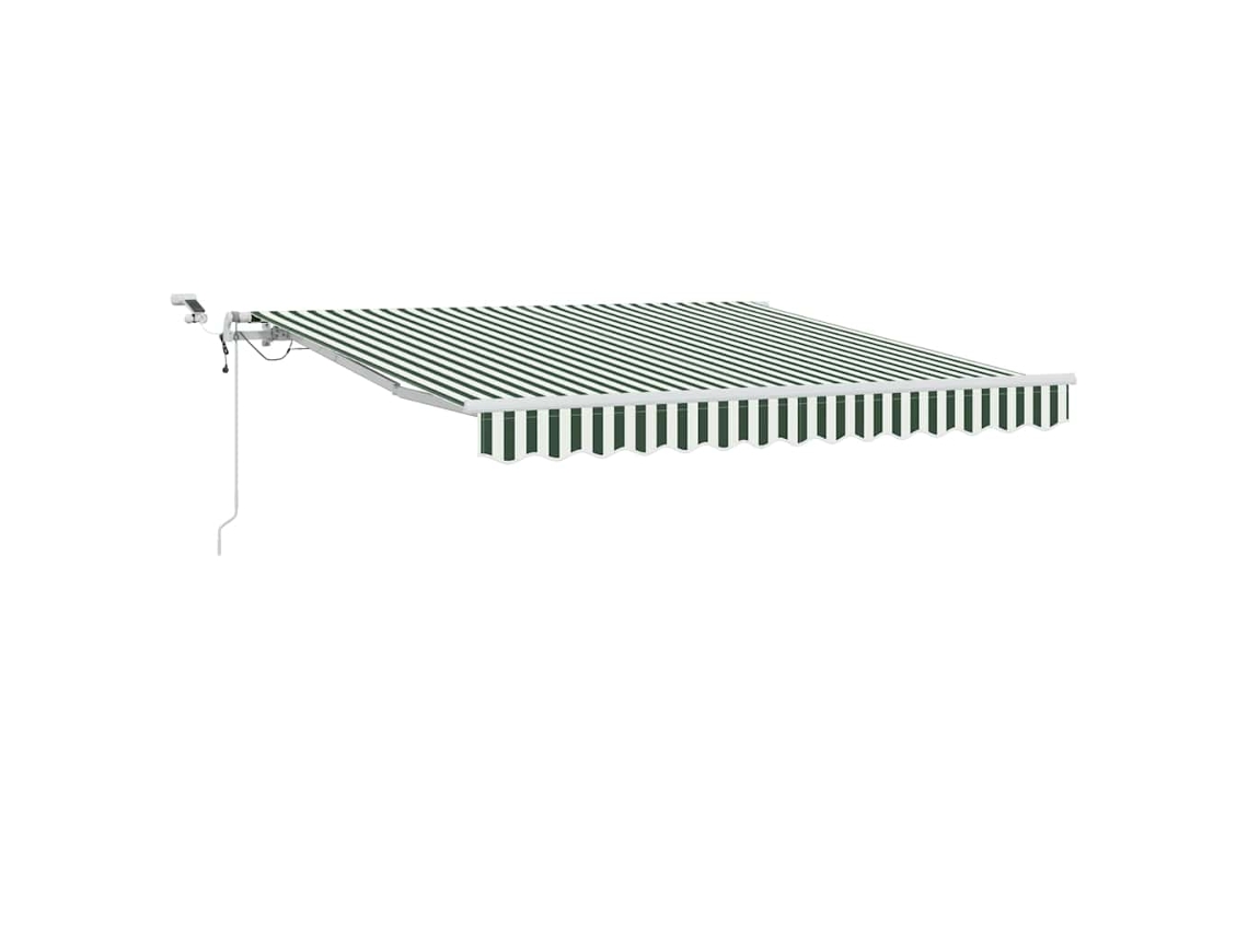 Vidaxl Toldo Retráctil Verde Y 350 X 250 Cm Poliéster Y Metal