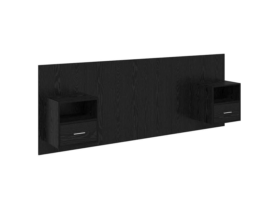 Juego de 3 cabeceros con armario, roble negro, madera procesada, EXCLUSIVA MAISON