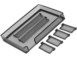 Organizador De Escritorio De Metal Negro Para Armar Uno Mismo, Bandeja De Almacenamiento Multifuncional Con Cajones Y Soporte.