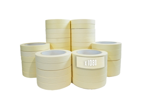 Lote de 1080 Cintas adhesivas de enmascarar 25 mm x 50 m hasta 80 - Rollo de enmascarar para pintar TECPLAST