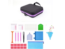 Caja de almacenamiento para herramientas de dibujo 5D de Digitallab con cuentas de joyería moradas (30 ranuras con herramientas)