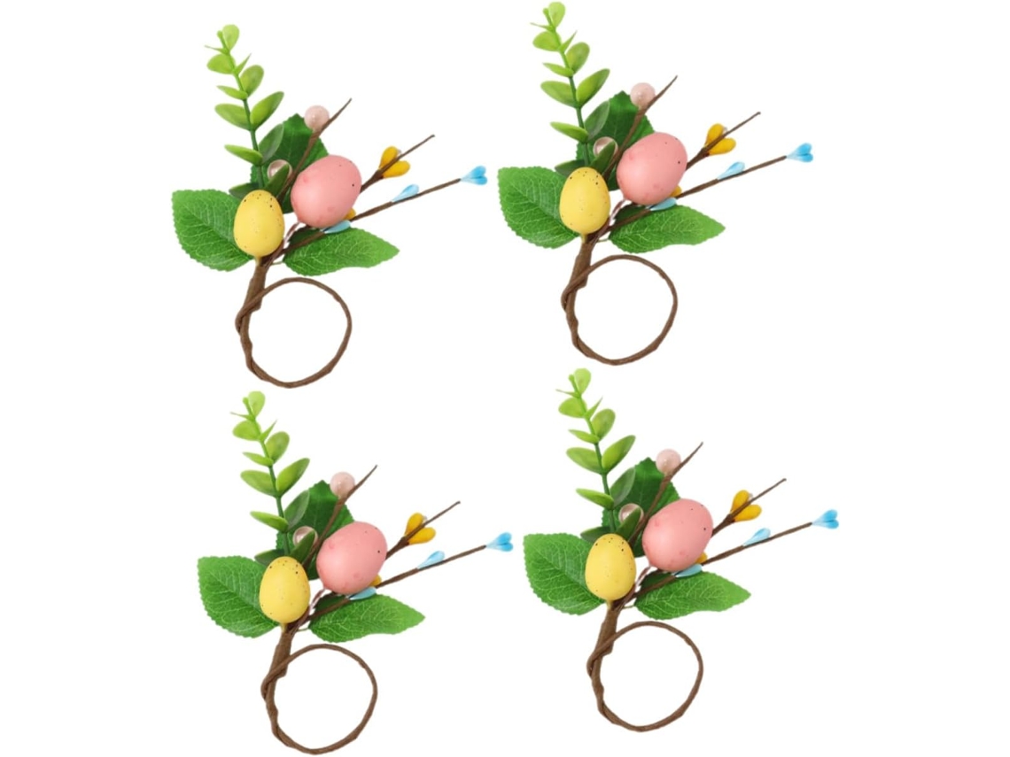 Té, Para Fiestas, Para Reuniones Familiares, Anillos Decorativos Para 4 Piezas De Pascua Y Servilletas Con Forma De