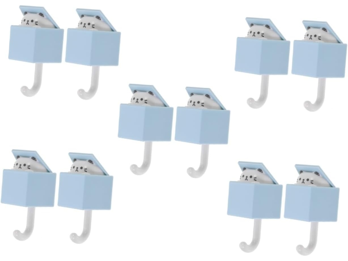 5 Juegos De Ganchos Adhesivos Con Forma De Gato, Ganchos Decorativos Sin Necesidad De Taladrar Para Abrigos Y Toallas.