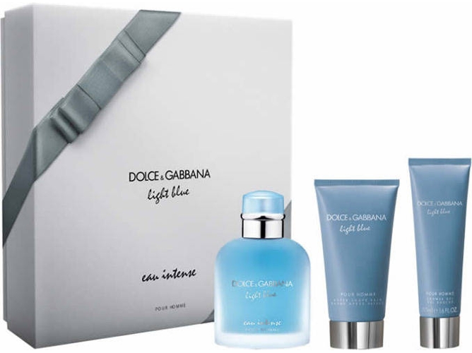 Cofre DOLCE & GABBANA Dg Light Blue Eau Intense Pour Homme Edp 100 ml + Balsamo After Shave 75 ml + Gel de Ducha 50 ml