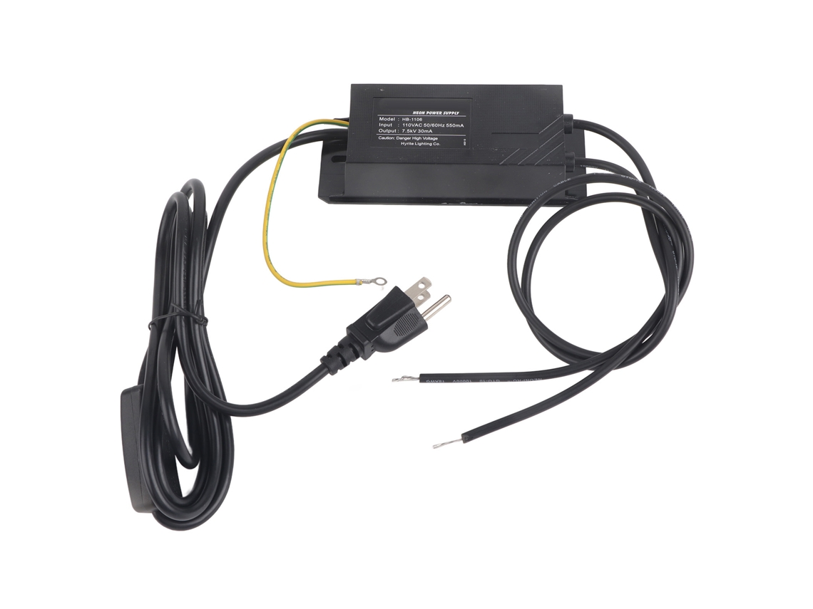Transformador Electrónico Para Luces De Neón De 7,5 Kv Y 30 Ma Con Fuente De Alimentación Y Rectificador, Abs Negro.