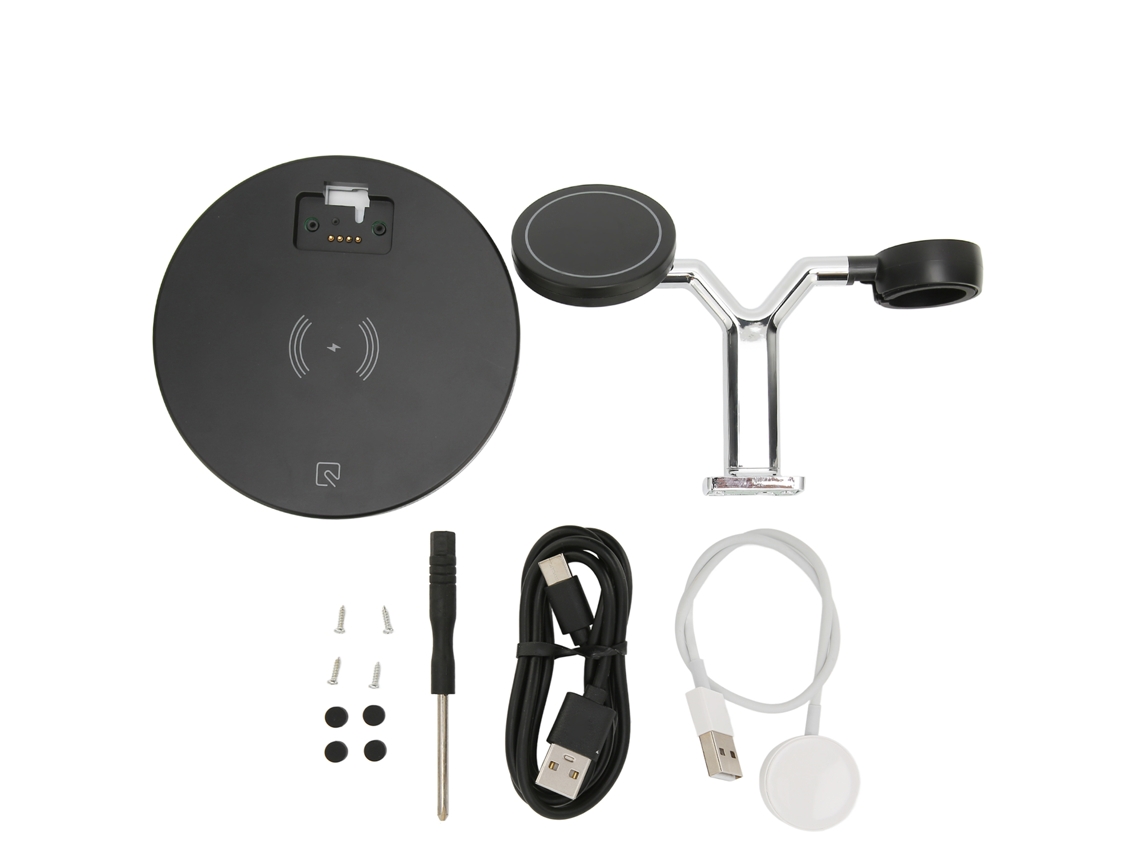 Base De Carga Inalámbrica 3 En 1 Con Carga Rápida Magnética De 15w Y Luz Nocturna Led