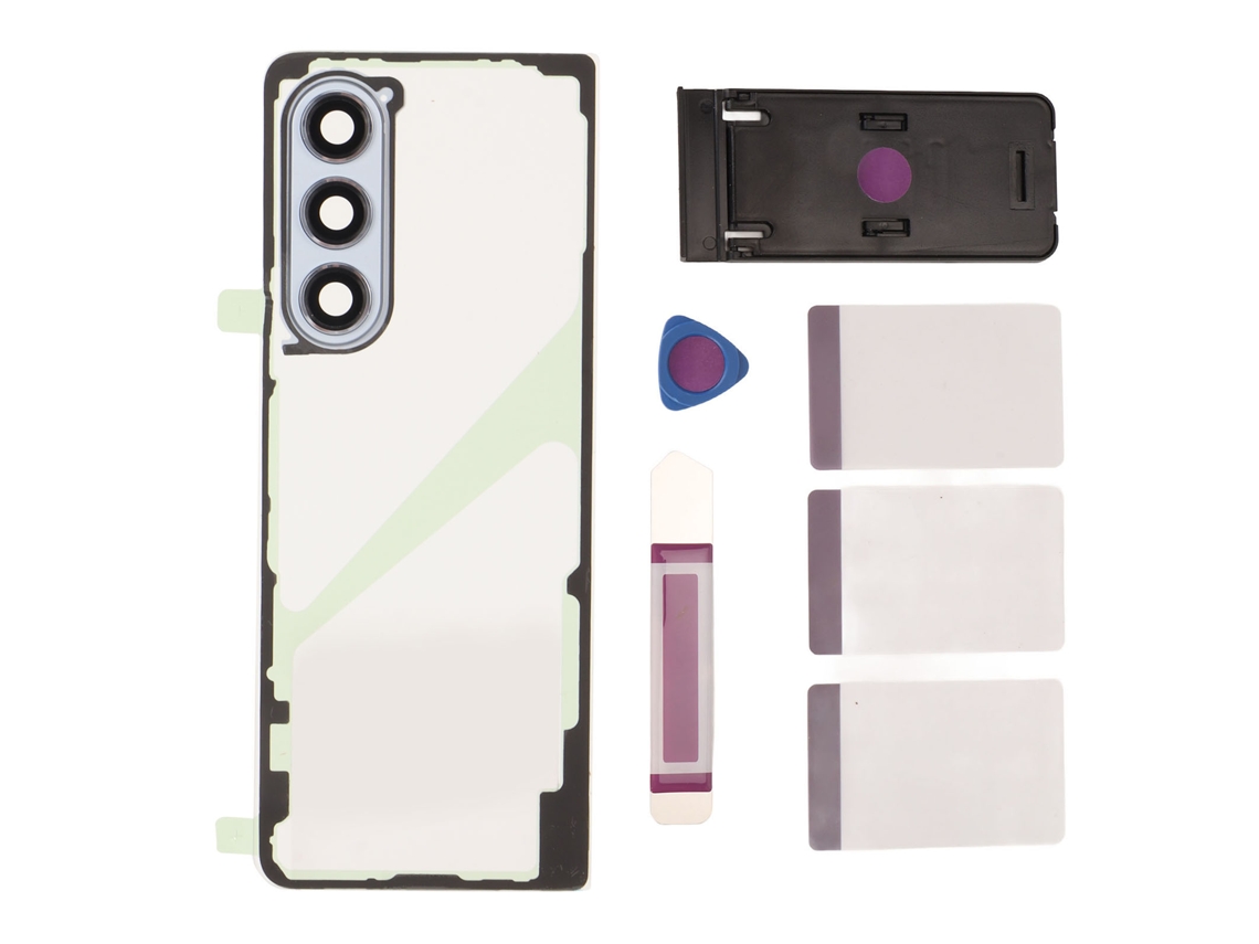 Tampa Traseira De Vidro Transparente Para Galaxy Z Fold 5 5g F946 Com Lente De Câmera E Ferramentas De Reparo Azul
