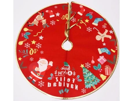 Falda del árbol de Navidad 80cm Rojo Estampado de Imagenes de Navidad 232032 SELEOK