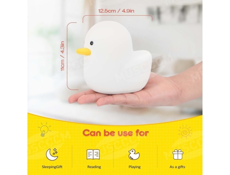 Luz nocturna LED, lámpara de noche de pato de silicona con 2 modos de luz, 2 temporizadores, lámparas de cama con interruptor táctil recargable USB...
